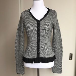 Anthropology black/white wool cardigan.